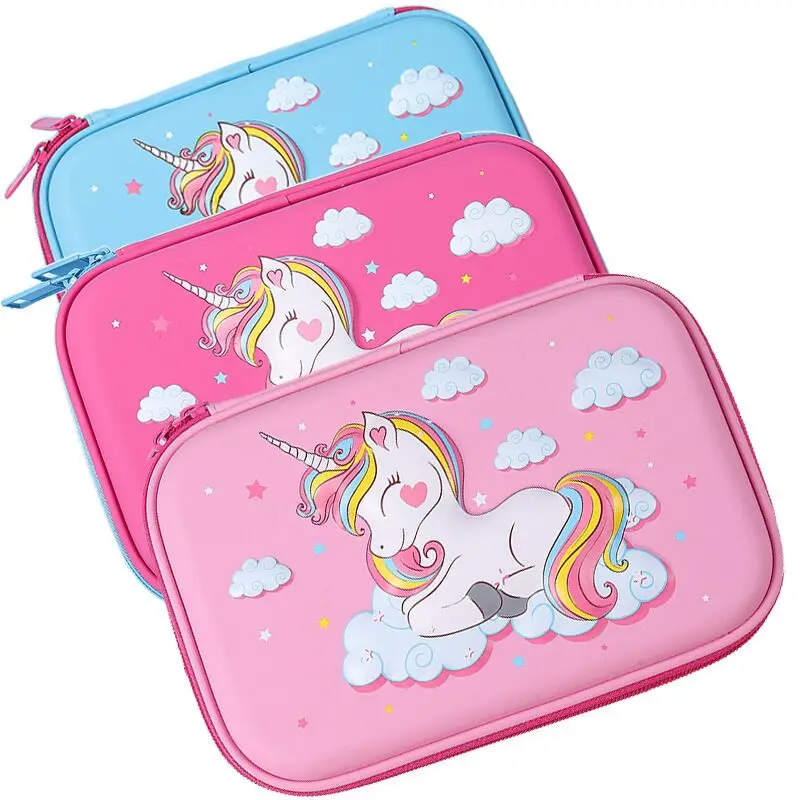 3D чехол для карандашей с единорогом школьный милый пенал из ЭВА Жесткий Чехол