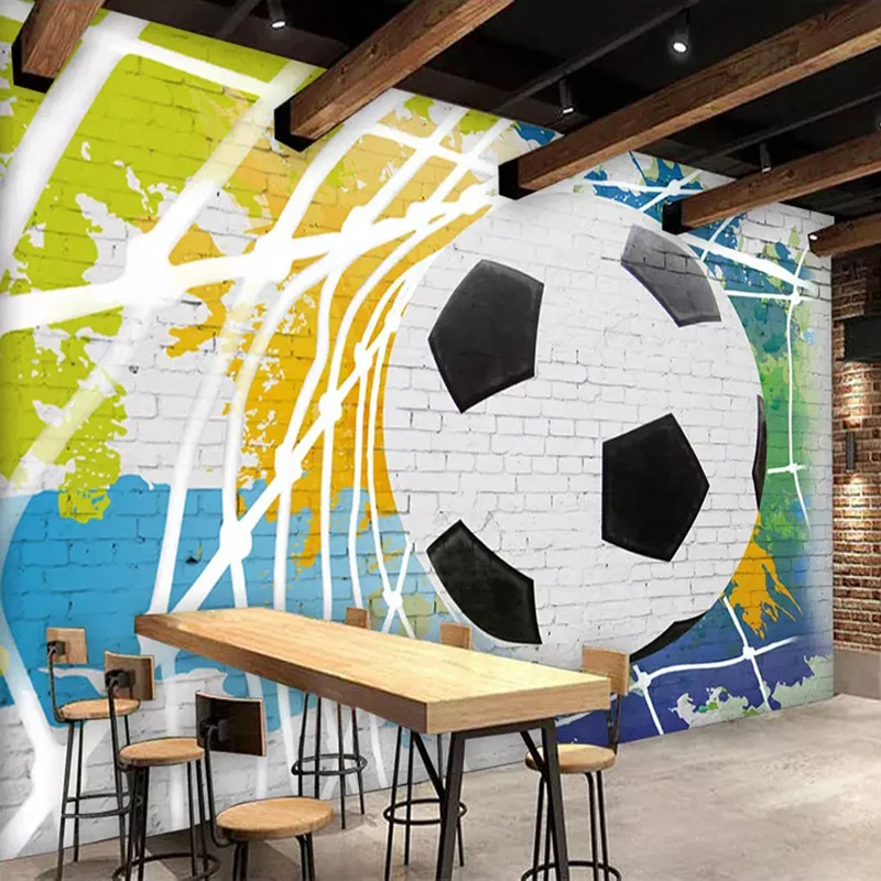 Настенные 3D обои на заказ с изображением мультяшного футбола фотообои рисунком