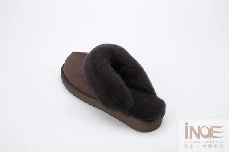 INOE, овечья кожа, замша, кожа с натуральным мехом на подкладке зимние комнатные туфли для женщин домашняя обувь для женщин; теплые шлёпанцы для женщин