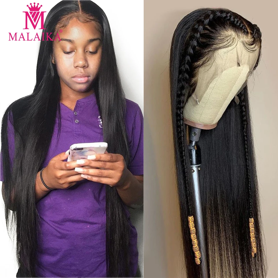 Malaika Straight 13x4 Lace Front Human Hair Wigs Brazilian Virgin Remy Hair For Black Women 360 frontal Full HD Transparent wig