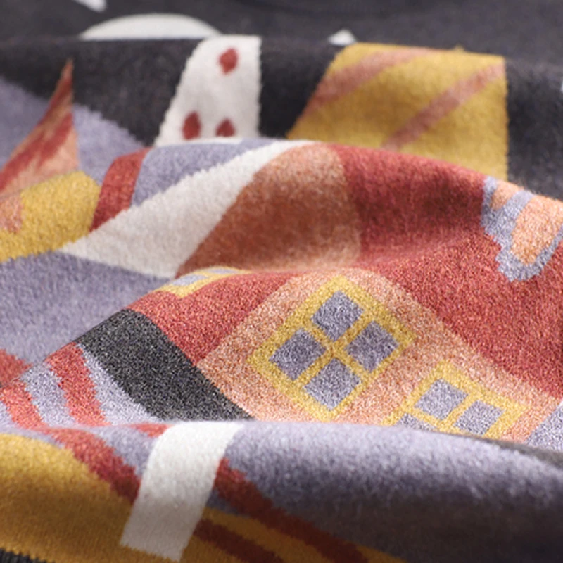 

Women Sweater Pullover Outwear Knit New for Autumn Winter Big Loose Oversized Abstract Print Pattern Vintage Casual A12031311