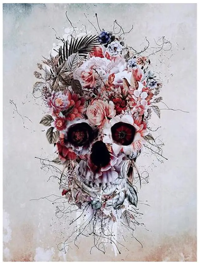 Цветок скелет алмазная вышивка сахарный череп бриллианты Декор стразы