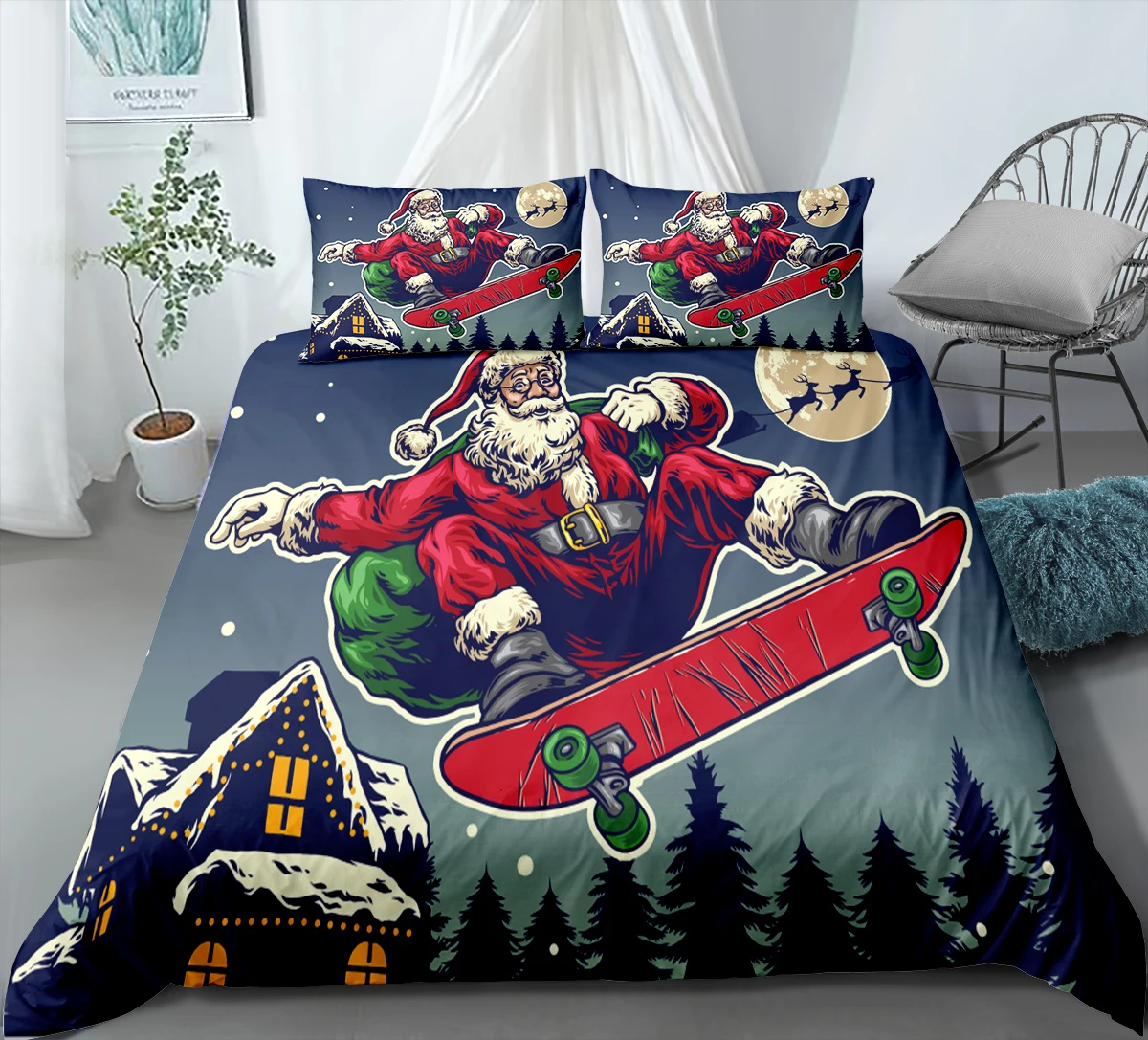 2/3 шт. Комплект постельного белья подарки от Святого Клауса пододеяльник с 3D