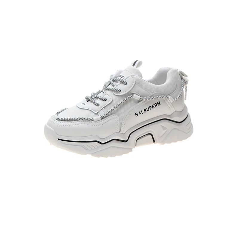 Женские кроссовки на массивной подошве Белые Повседневные сетчатые платформе