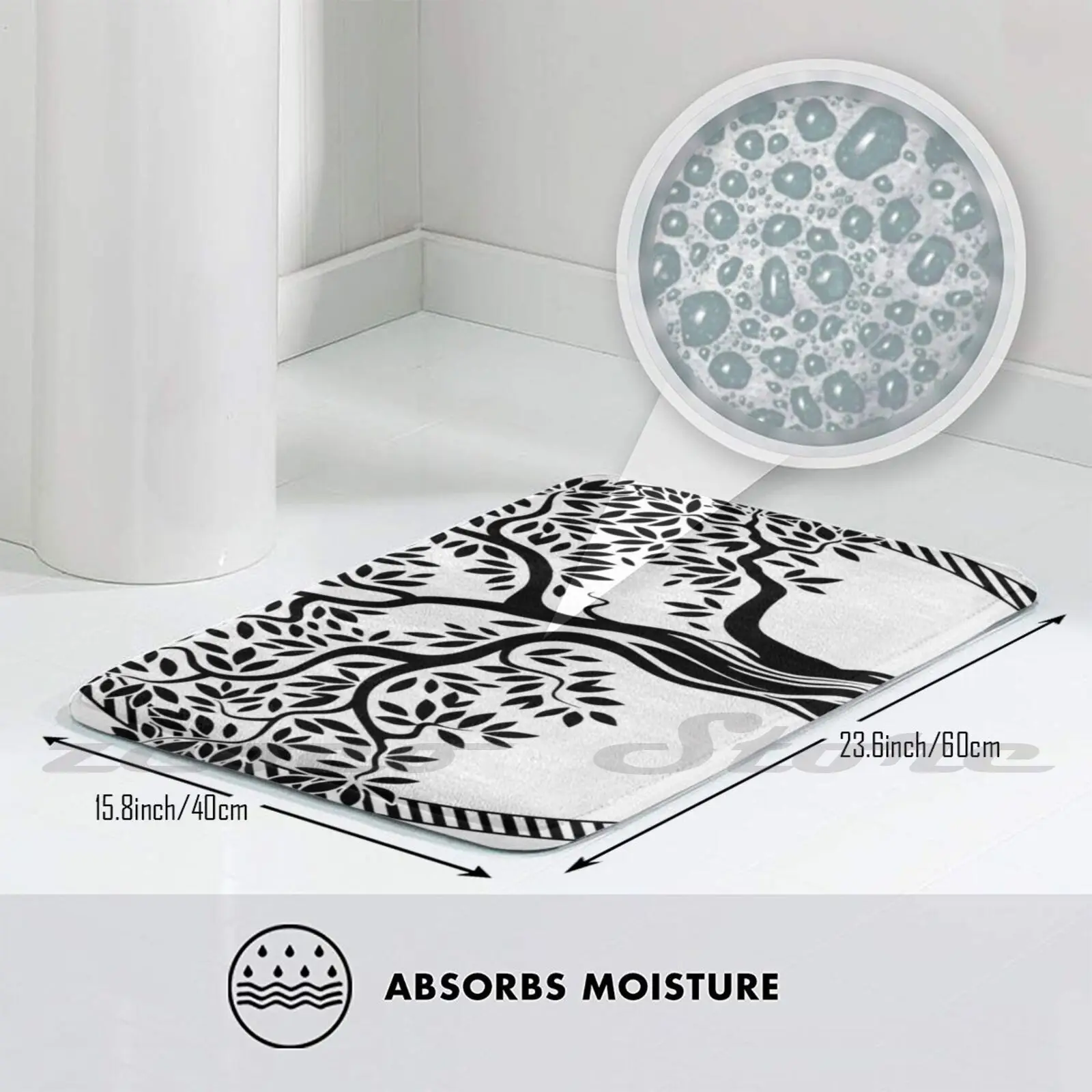 Коврик для прихожей с изображением дерева нескользящий мягкий ковер поглощения