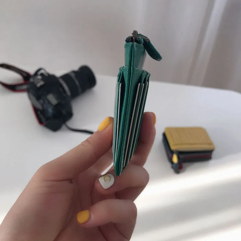 Тонкий женский кошелек из натуральной овечьей кожи с держателем для кредитных