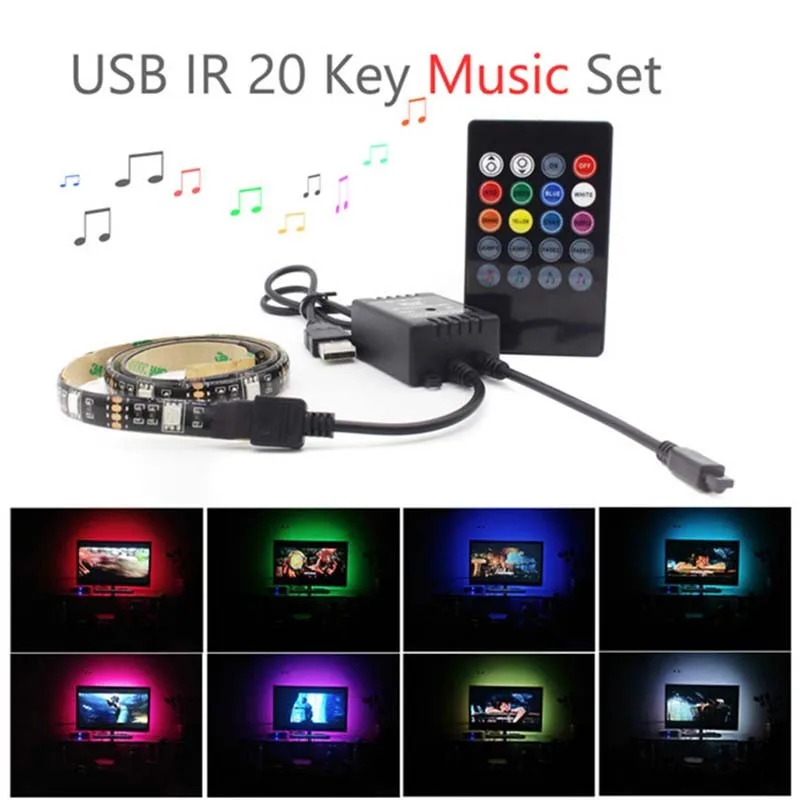 ZUCZUG USB музыкальный Датчик ТВ фон Светодиодная лента 5V5050 7,5 Вт RGB умный зондирующий светодиодный светильник полоса 1 м домашний декор комнаты Светодиодная лента