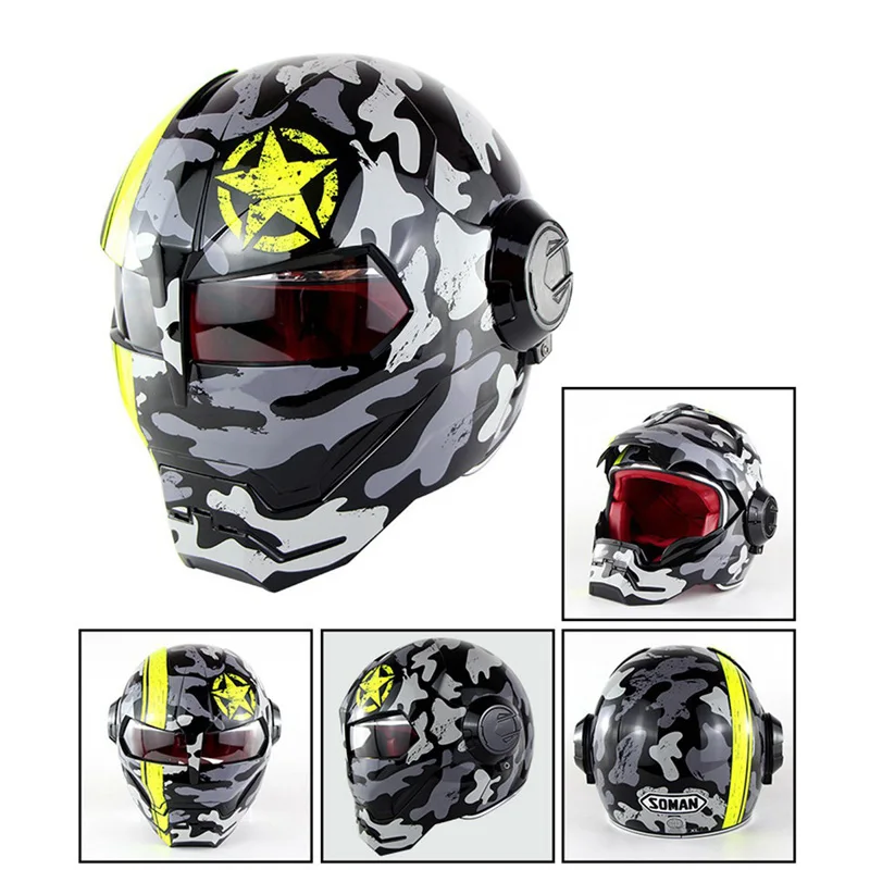 

War Machine Gray Mens womens Iron Man helmet motorcycle helmet half helmet open face helmet ABS casque motocross DOT Approved