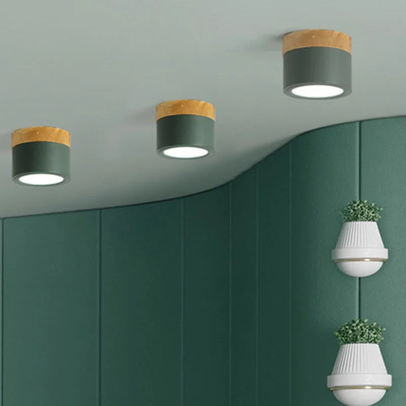 Современные потолочные светильники в скандинавском стиле железный + деревянный