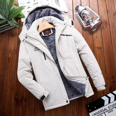 

DIMUSI Men's Jacket Winter Casual Men Fleece Warm Windbreaker Hooded Coats Outdoor Thermal Waterproof Jackets Mens Clothing