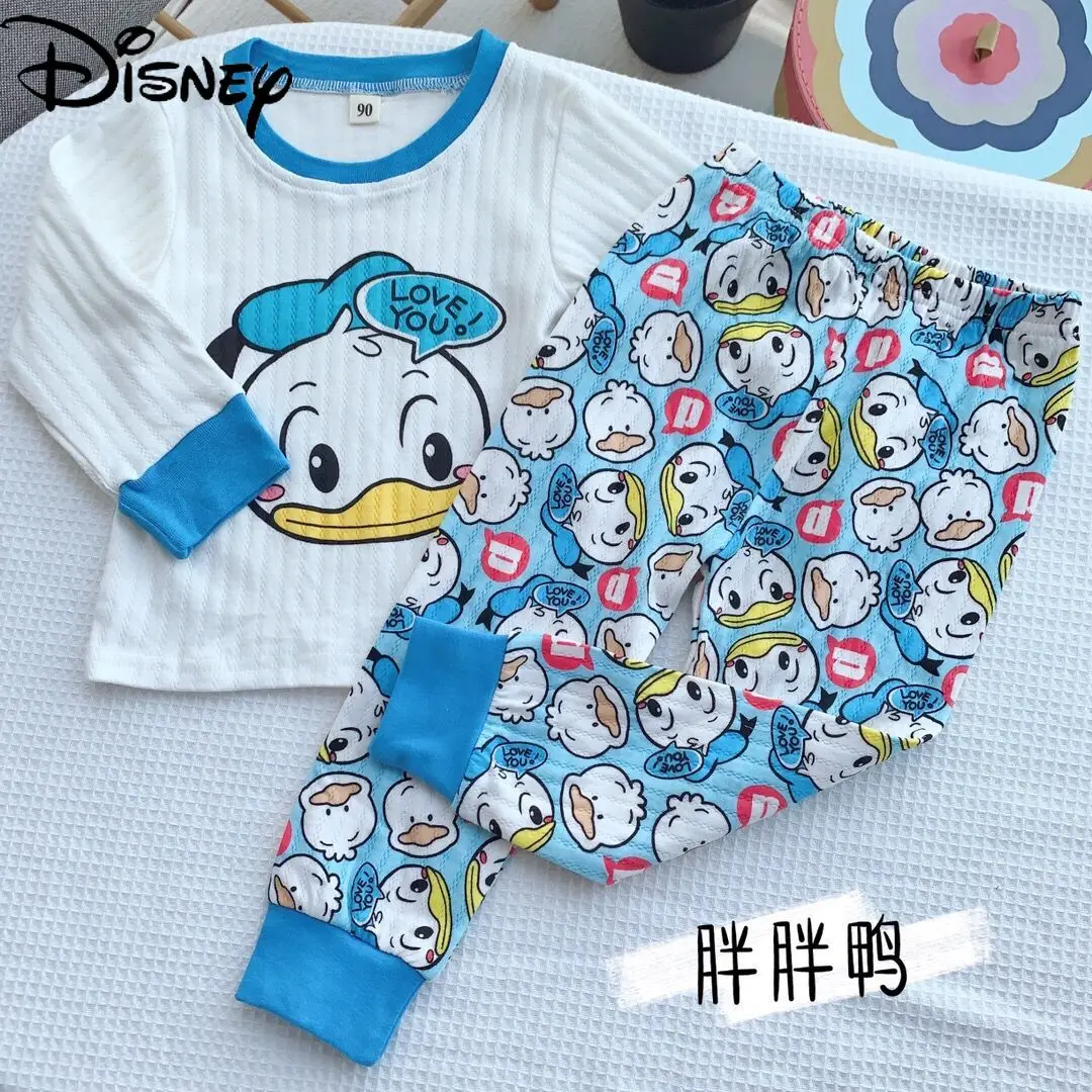 

Disney Winter Cute Cartoon Donald Duck Daisy Long Sleeve Shirt Simple and Comfortable Cotton Children's Base Set
