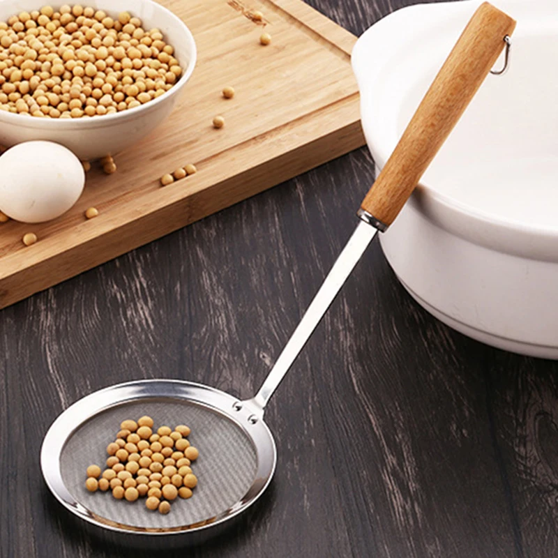 

Long Handle Round Network Stainless Steel Colander Spoon Oil Filter Grid Scoop
