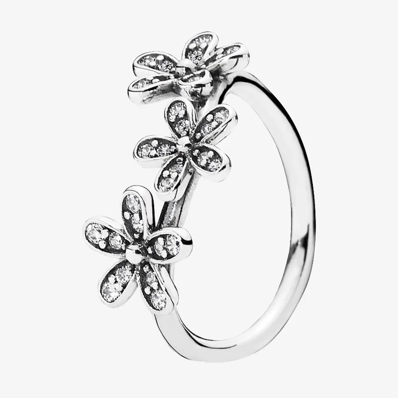 

925 Sterling Silver Pan Ring New Dazzling Daisy Ring For Women Wedding Party Gift Fashion Jewelry