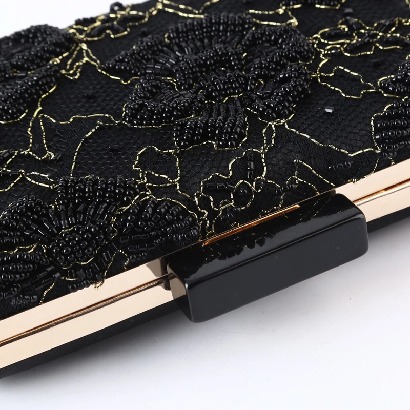 

Clutch Bag 2020 New Boutique For Women Beaded Embroidery Banquet Wallet Messenger Handbag Evening Dress Accessory Black Fashion