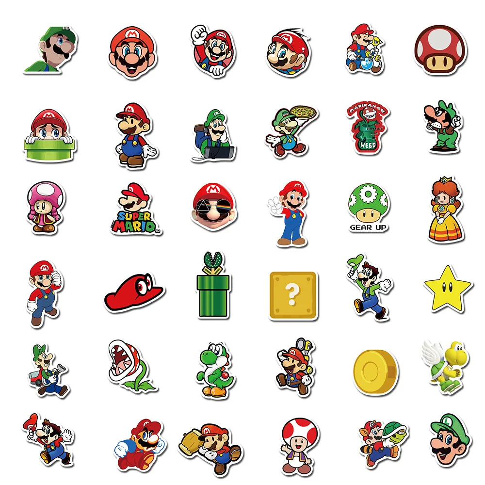 50/100PCS Super Mario Anime Game Cartoon Stickers DIY Bike Travel Luggage Guitar Laptop Waterproof PVC Classic Toy | Игрушки и хобби