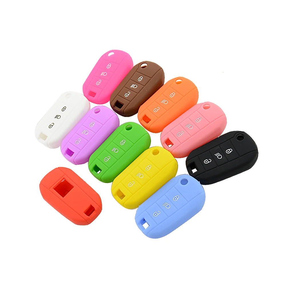 OkeyTech 3 кнопки силиконовый чехол для ключей от машины крышка Peugeot 2008 206 307 308 508 407 3008