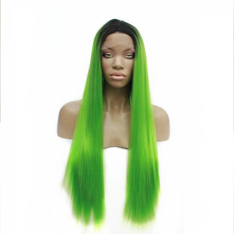 Жаропрочные дешевые Омбре парики длинные прямые шелковистые мягкие Высокая