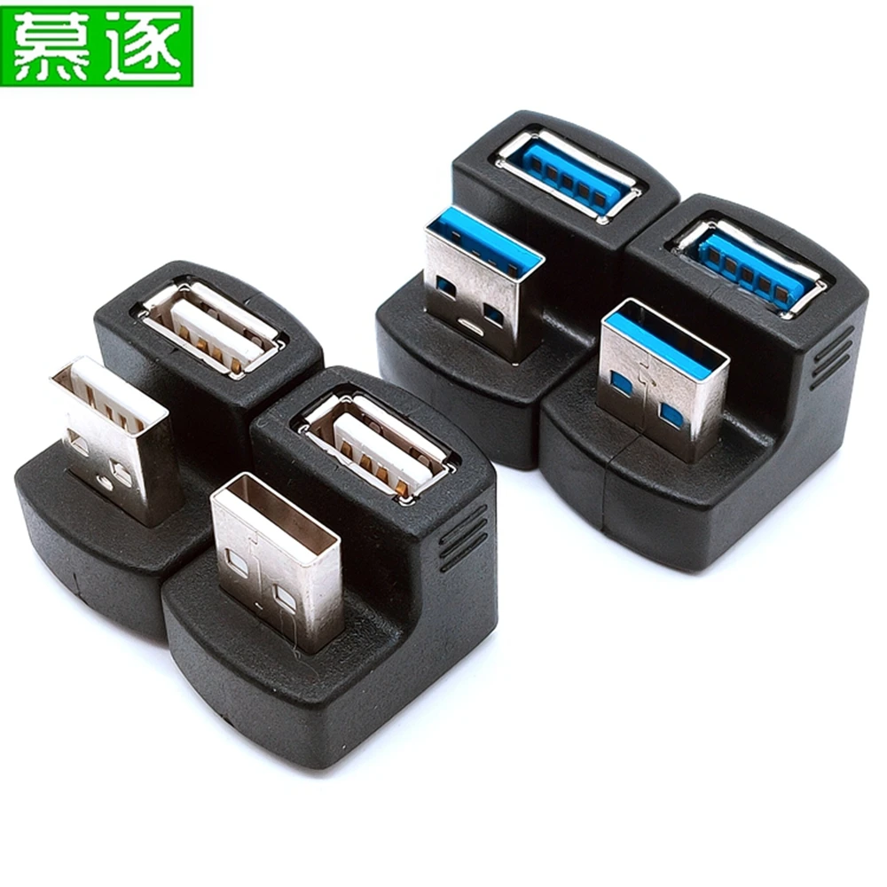 

5Gbps Up & Down 180 Degree Angled USB 3.0 USB2.0 Adapter A Male to Female Extension Connector Work for LTE adapter to power bank