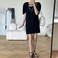yyds summer new womens wear korean casual solid color dress short sleeve round neck t shirt skirt fashion
