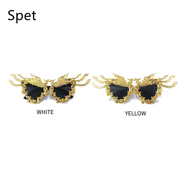 

Sept Dragon And Phoenix Sunglasses Fashion Party Women New Unique Colorful Gold Punk Sun Glasses Female Eyeglasses
