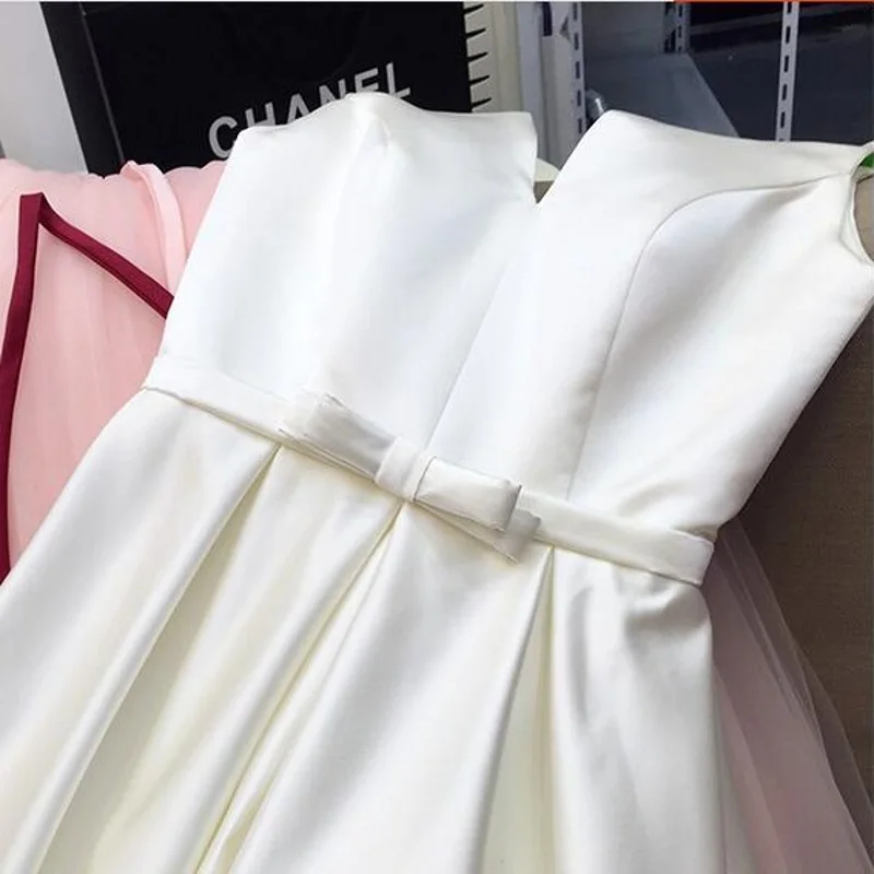 NBW018 Robe De Mariage индивидуальный заказ короткий атласный свадебное платье роскошный v