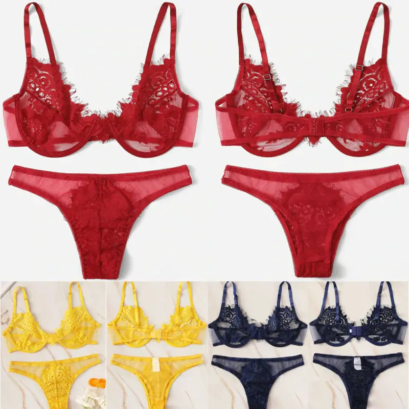 Женский сексуальный комплект нижнего белья Bralette женский кружевной из 2 предметов