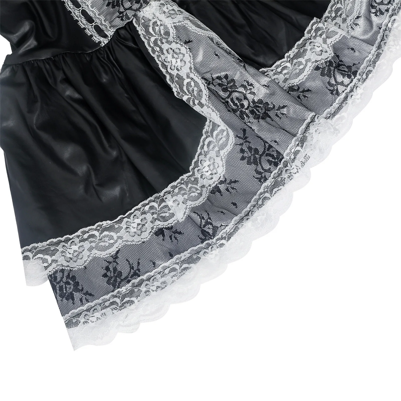 

Sexy Women Maid Costume Cosplay Erotic Lingerie Uniform Temptation Solid Color Sleeveless Sling Zipper Ladies Lace Underwear