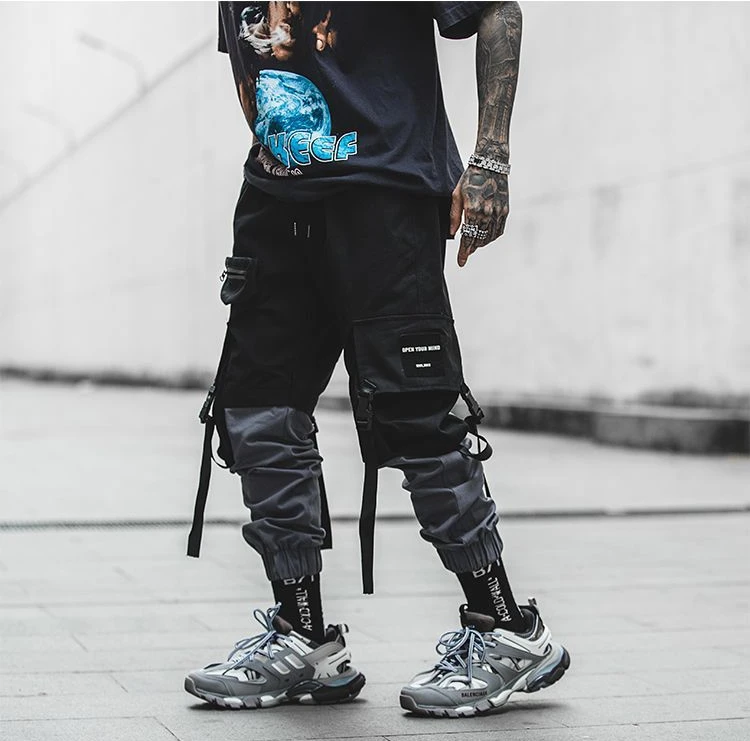 Брюки карго мужские с эластичным поясом Модные Цветные Джоггеры в стиле хип хоп