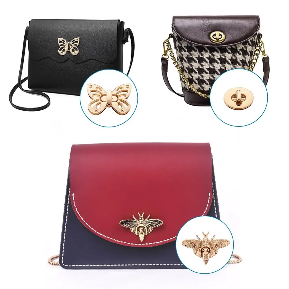 

6sets Bees Butterfly Bird Cat Oval Heart Shape Bag Twist Lock Accessories Handbags Turn Lock Clasps For DIY Jewelry Bag Purse