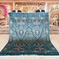 6x8 3 blue hand knotted rug scepter design handmade silk carpets ywx126a