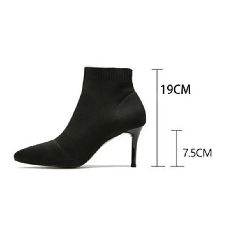 7.5CMHEEL 11.5CMBOOT GENSHUO женские туфли-лодочки; сезон весна-осень; женские ботильоны черного цвета на высоком каблуке; Bppts; туфли-лодочки на шпильке; обувь без шнуровки с закрытым носком - Цвет: 7.5CMHEEL 11.5CMBOOT