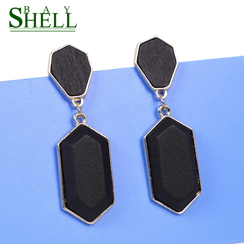 2020 Vintage Wood Earrings For Women Fashion Bohemian Elegant Gold Big Dangel Female Geometric Drop Earring Jewelry | Украшения и