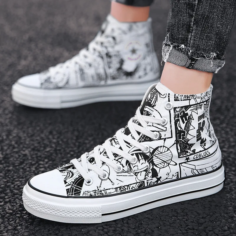 Высокая помощь Вулканизированная обувь мужская 2019 Осень Новый мультфильм одна