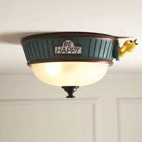 american creative bird ceiling lamp boy girl bedroom childrens room lamp cartoon lovely blue round glass led ceiling lamp