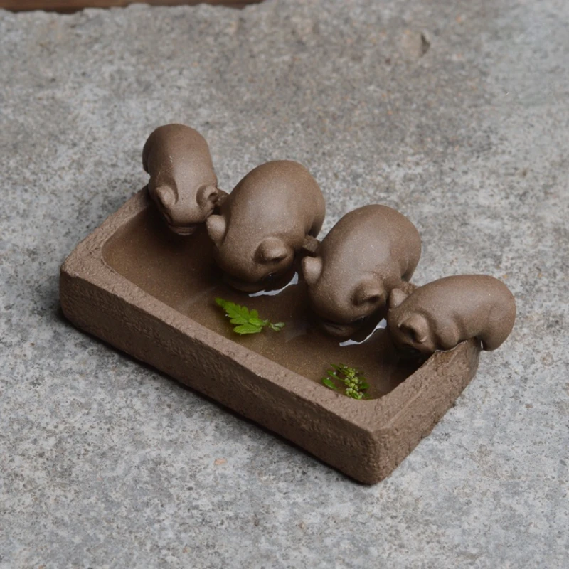 Чай ZiSha для домашних животных Фиолетовый Глиняный чай маленькие свиньи пить воду