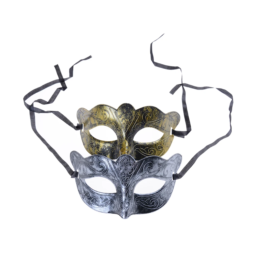 Ретро мужчины Хэллоуин полированный античный серебро золото Венецианская маска