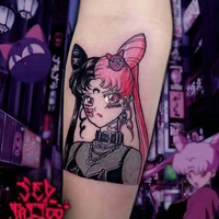 1pc anime fake tattoo sticker waterproof temporary sailor moon mermaid flower arm for woman 18 body transfer art water japanese