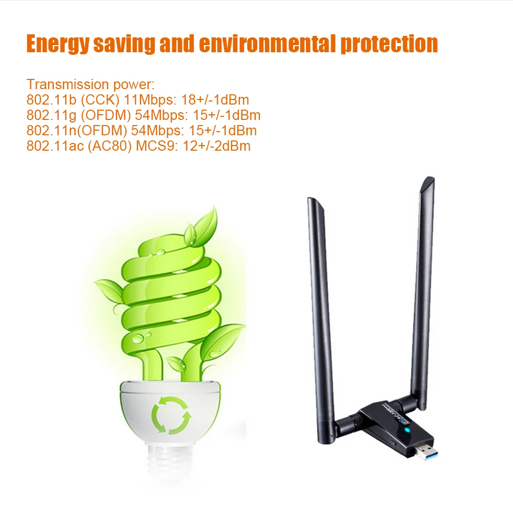 

2.4 5.8GHz Dual Band Wireless Network Card Desktop Dual band Wireless Wifi Adapter 1200M USB 3.0 WiFi Receiver Dongle