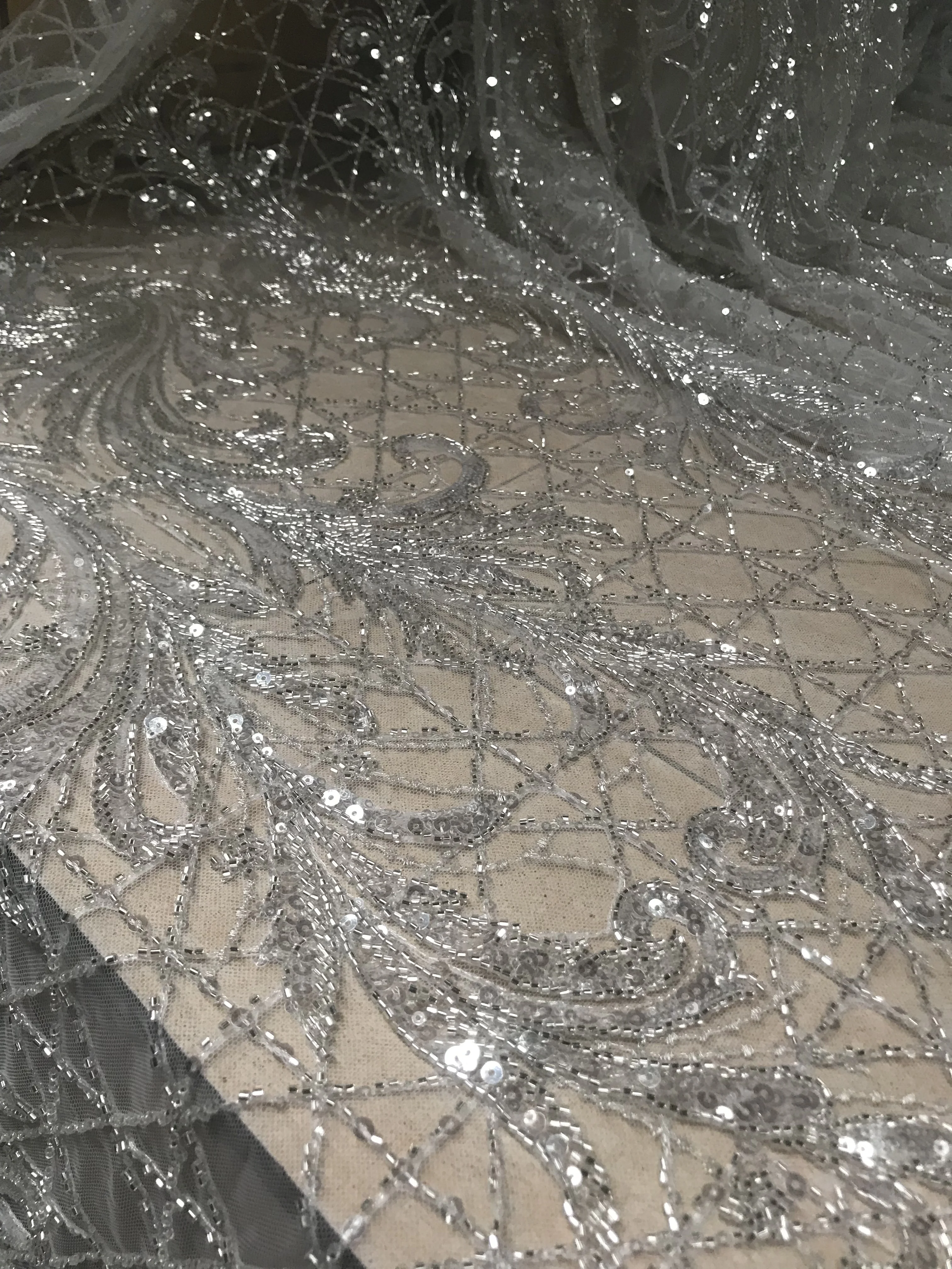 Вышитая бисером Свадебная Тюлевая кружевная ткань высокого качества | Дом и сад