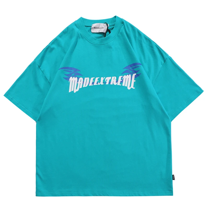 

Mens Letter Anime Print T Shirt Unisex Hiphop Short Sleeve Washed Shirts 2021 Summer O-Neck Oversize T shirts 100% Cotton Tops