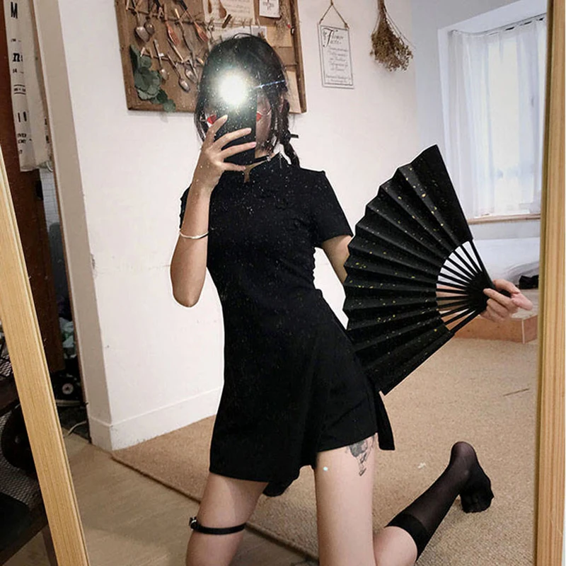 Женское платье Ципао с коротким рукавом элегантная юбка и шорты в стиле ретро