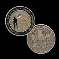 honoring remembering 11 september 2001 commemorative challenge coin token gift with liberty and justice
