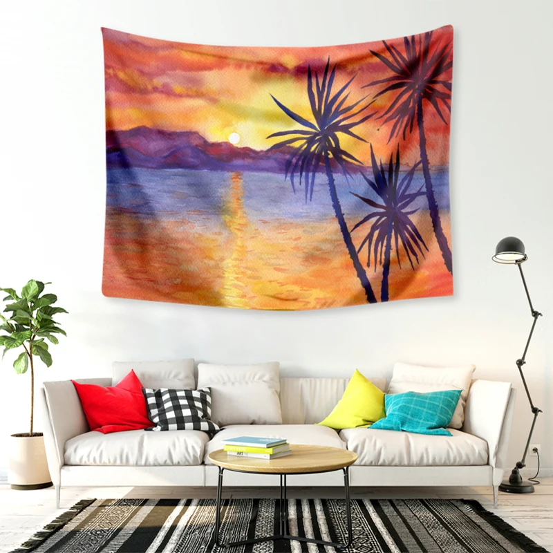 Летний тропический узор пальмы красочный напечатанный гобелен настенный ковер