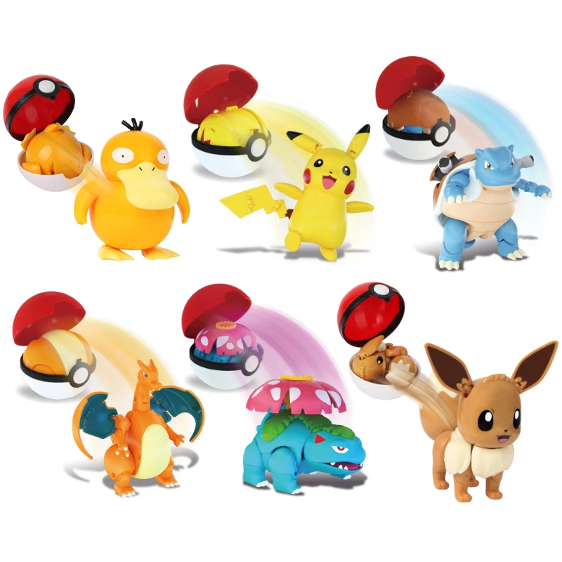 

Оригинальный набор покебола из покебола в коробке, Пикачу, евее, анатомическая игрушка, Charizard, blastise, Venusaur, деформационная фигурка, модель, игр...