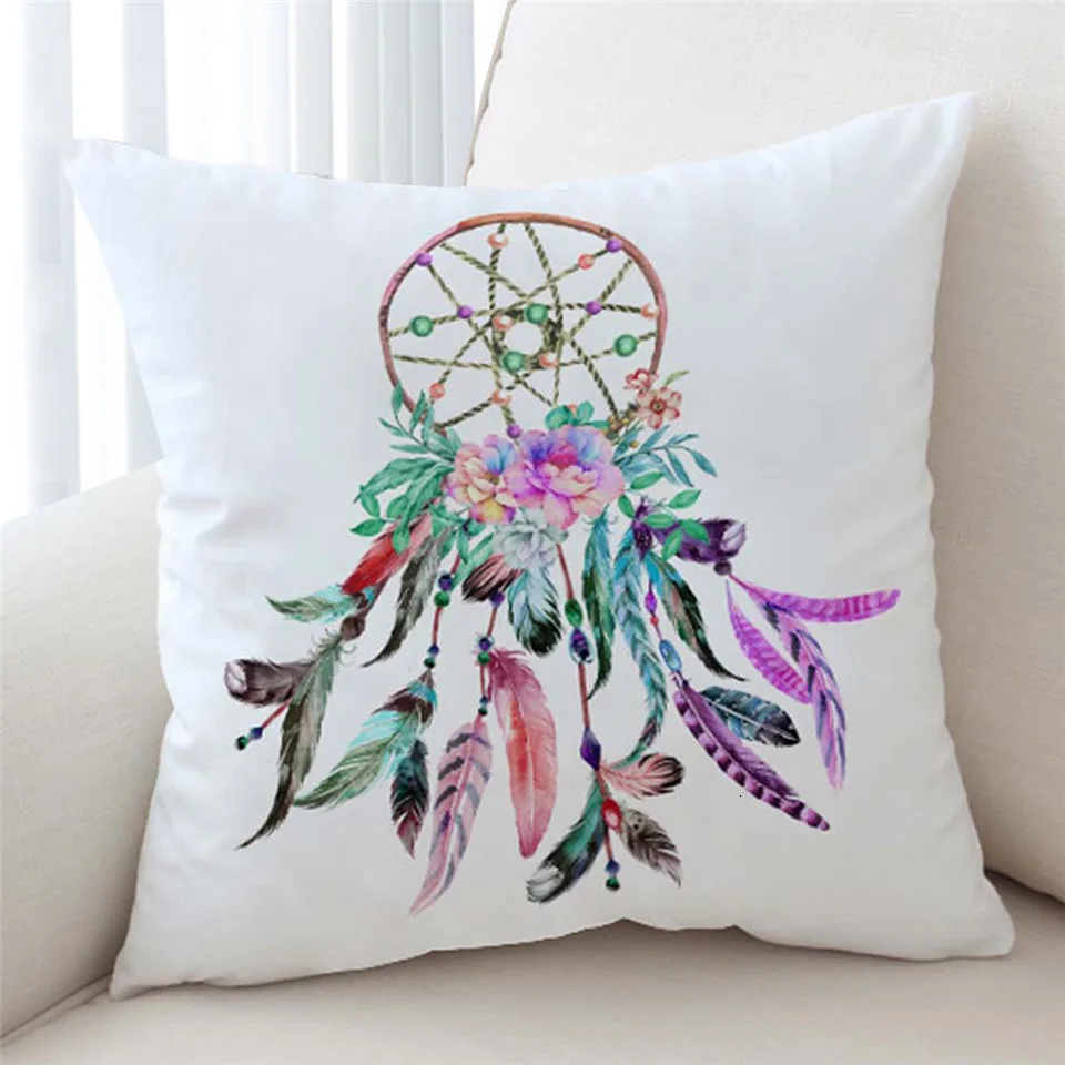 Постельные принадлежности Outlet Dreamcatcher Чехлы для подушек цветная подушка с перьями чехол богемный Мандала бросок Чехол 2 размера черные наволочки