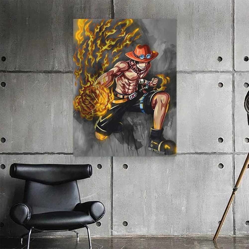 

Canvas Painting One Piece Japan Anime Luffy Wall Art Fire HD Printing Poster Home Decorative Modern Living Room Modular Pictures