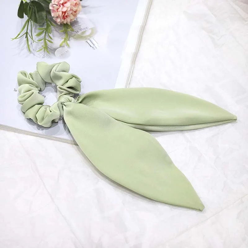 Женские атласные резинки для волос Однотонные в богемном стиле с бантом