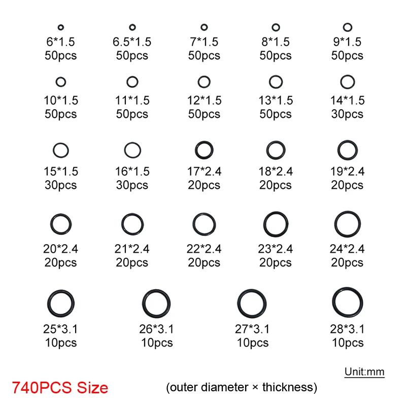 740 шт. 1200 комплект уплотнительных колец из нитриловой резины с крючком