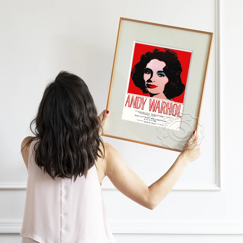 

Andy Warhol Exhibition Museum Poster, Elizabeth Taylor Portrait Popular Art Canvas Painting, Modern Home Wall Decoration Prints
