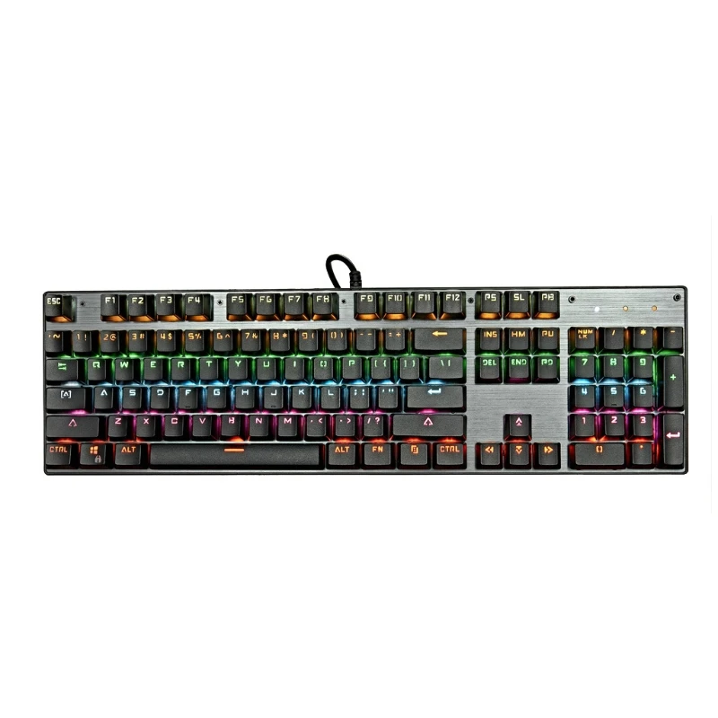 

KX4A ретро Механическая игровая клавиатура с 104 клавишами, проводная USB игровая клавиатура с радужной подсветкой, с защитой от фиктивных нажатий, Plug & Play